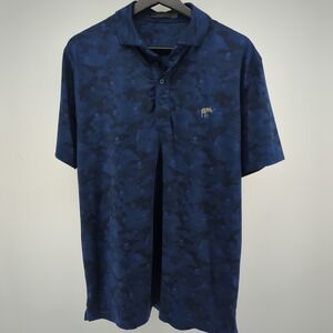 G/FORE Polo Shirt Men's Large Blue Camouflage Skull Print Performance Golf AOP